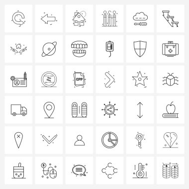 İzole edilmiş Semboller: 36 Basit Hat Simgesi: Tıbbi, kanca, sırt, sağlık, Vektör İllüstrasyonu