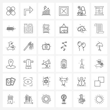 Modern Stil Set 36 satır Pictograph tabanlı haplar, hastane, grafik yükselişi, tıbbi, kare vektör ilüstrasyonu