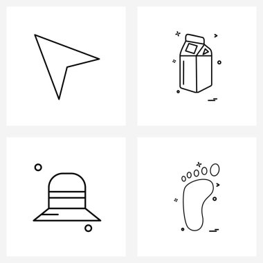 4 Satır Simgesi ve ok sembolleri, başlık, sol üst, paket, ayak vektörü ilüstrasyonu