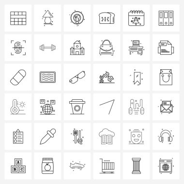 Web ve Mobil etkinlik için 36 Evrensel Satır Simgesi, Noel takvimi, yemek, yemek, yiyecek, yiyecek taşıyıcı illüstrasyonu