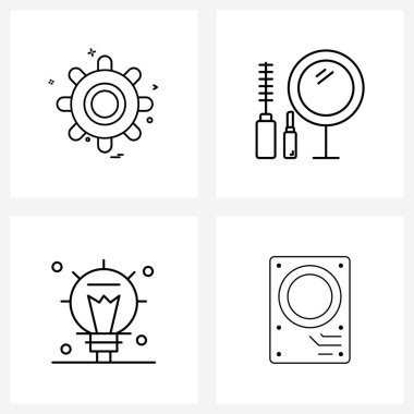 Teçhizat, menü, makyaj, ruj, donanım vektörü illüstrasyonu için 4 Satır Simgesi Stok Vektörü Simgesi