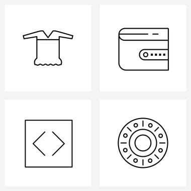 Tişört, Avogadro, giysi, arayüz, meyve vektörü illüstrasyonunun 4 Basit Satır Simgesi Modern Vektör Çizgisi Görünümü