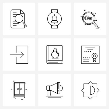 İzole Semboller: Noel 'in 9 Basit Satır Simgesi, Giriş, Arama, in, ok vektörü İllüstrasyonu