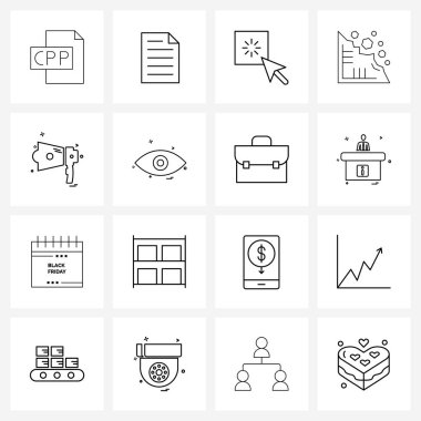 Tarla faresi, hoparlör, hoparlör, hoparlör, enkaz taşıyıcı illüstrasyonunun 16 Modern Satır Simgesi