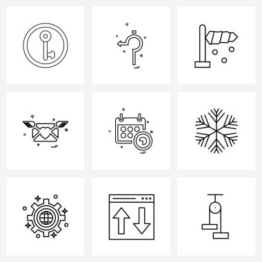 Menü, Sevgililer Günü, sol, kalp, aşk vektörü illüstrasyonu için 9 Satır Sembolleri Stock Vektör Simgesi