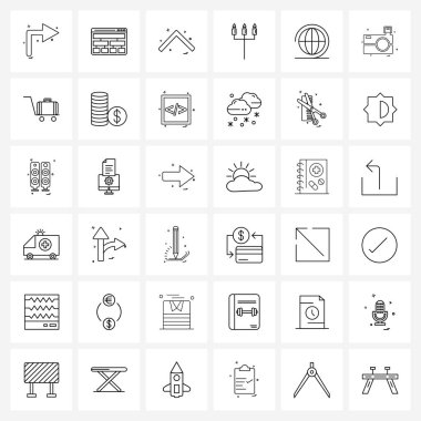 Modern Stil Set 36 satır Pictograph Grid tabanlı iletişim, Cadılar Bayramı, ağ, mum standı, yukarı Vektör İllüstrasyon