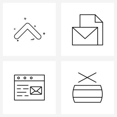 Okun 4 Düzenlenebilir Vektör Satırı Simgesi ve Modern Sembolleri; websitesi; up; ileti; ileti Vektör İllüstrasyonu