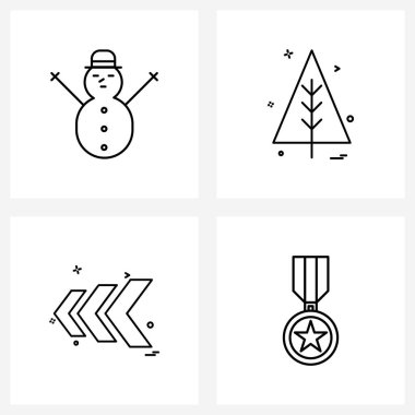 Kardan adam, ok, festival, Noel kutlamaları, Vektör İllüzyonu 'nun 4 Simgesi