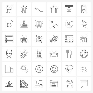 36 Modern Satır Çekmece Simgesi, eşyalar, ok, gömlek, Ticaret Vektörü İllüstrasyonu