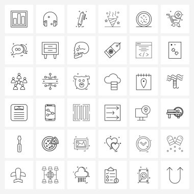 36 Modern Biyoloji Sembolü Satır Simgesi, Şükran Günü, Kulaklık, Tatil, Kutlama Vektörü İllüstrasyonu