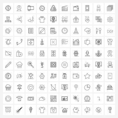 100 Satır Simgesi ve trafik işaretleri seti, toprak kaydırma tabelaları, filmler, gündüz, zaman vektörü illüstrasyonu