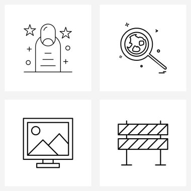 4 Düzenlenebilir Vektör Satırı Simgesi ve Çivi, dükkan, manikür, cam, resimli Vektör Resimleri