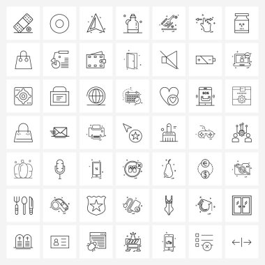 Web ve Mobil seyahat, seyahat, pin, helikopter, taşıyıcı vektör ilüstrasyonu için 49 Evrensel Satır Simgesi