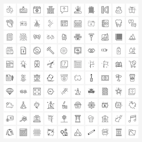 100 Universal Line Icons Για Web Και Mobile Email Σχολείο — Διανυσματικό Αρχείο