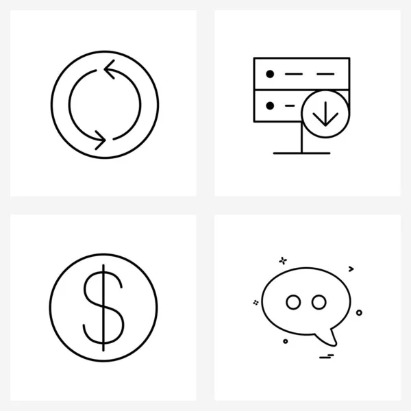 一组4个Ui图标和符号 用于刷新 消息向量说明 — 图库矢量图片