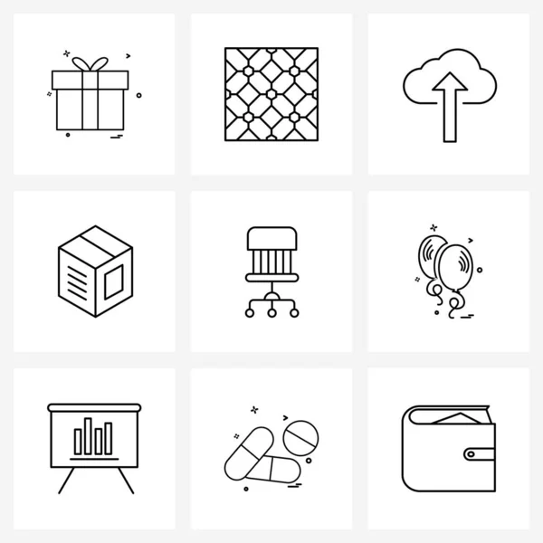 Set Basic Line Icons Furniture Bundle Cloud Computing Package Packing — Stock Vector
