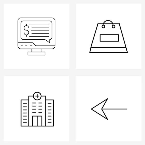 Paquete Iconos Línea Universal Para Consejos Aplicaciones Web Edificio Hospital — Vector de stock