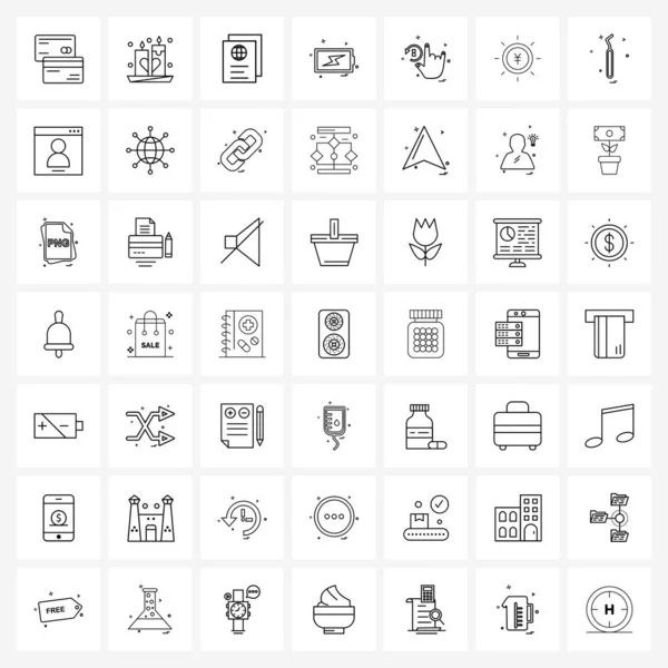 Juego Estilo Moderno Líneas Pictograph Grid Based Action Hand Bank — Vector de stock