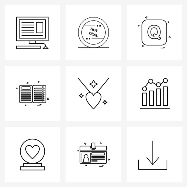 Conjunto Estilo Moderno Líneas Pictograph Grid Basado Educación Libro Trato — Vector de stock