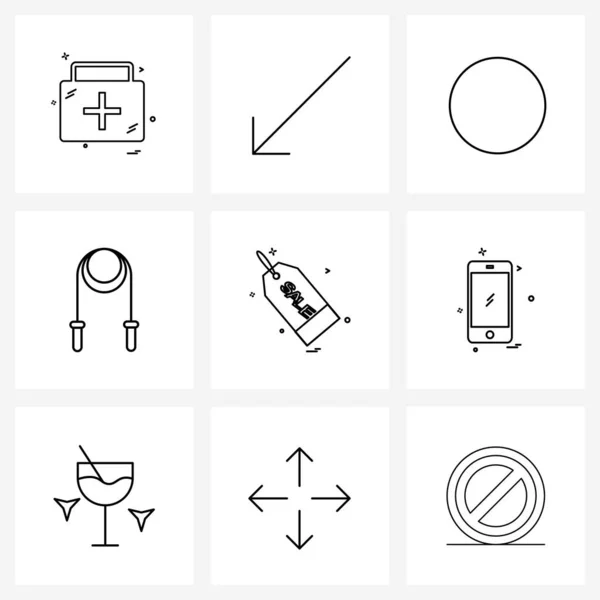 Set Von Liniensymbolen Zeichen Und Symbole Für Verkauf Springen Kreis — Stockvektor