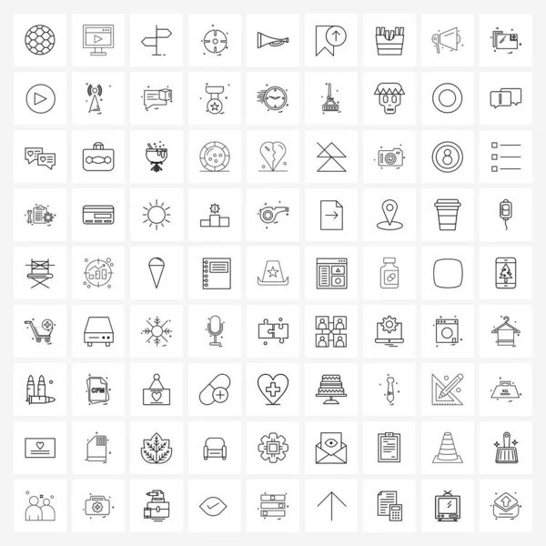 Line Icon Set Modern Symbols Beep Sound Board Farm Wind — Stockový vektor