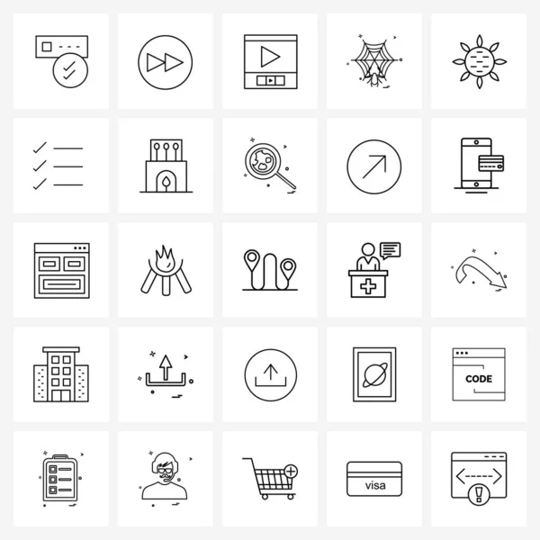 Universal Line Icons Für Web Und Mobile Check Sonne Player — Stockvektor