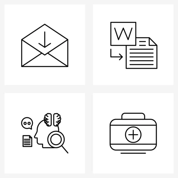 Szerkeszthető Vector Line Ikonok Modern Szimbólumok Mail Chat Import Elme — Stock Vector