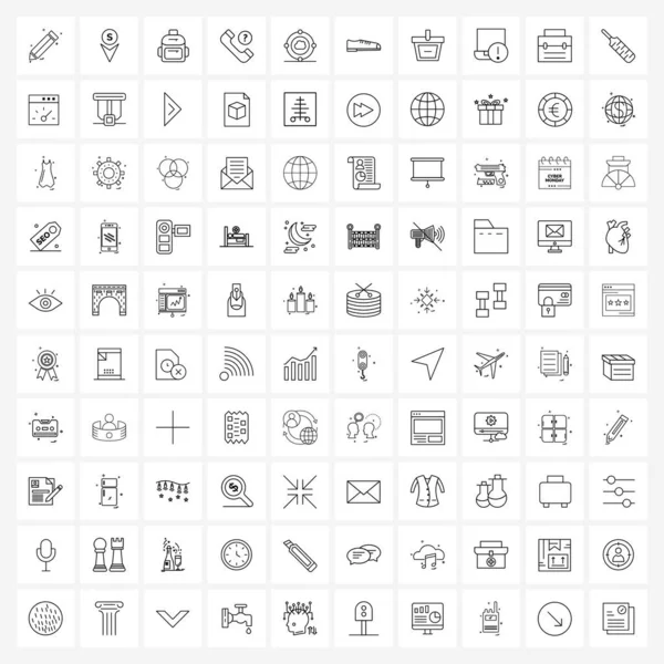 Set Van 100 Simple Line Iconen Voor Web Print Zoals — Stockvector