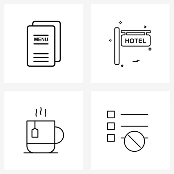 Pack Icônes Ligne Universelle Pour Applications Web Hôtel Tasse Nourriture — Image vectorielle