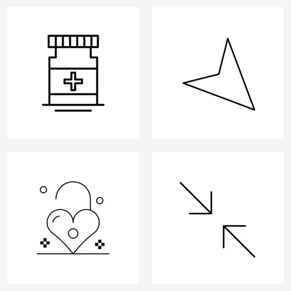 Moderne Vektor Linienillustration Von Einfachen Liniensymbolen Der Medizin Romantik Gesundheit — Stockvektor