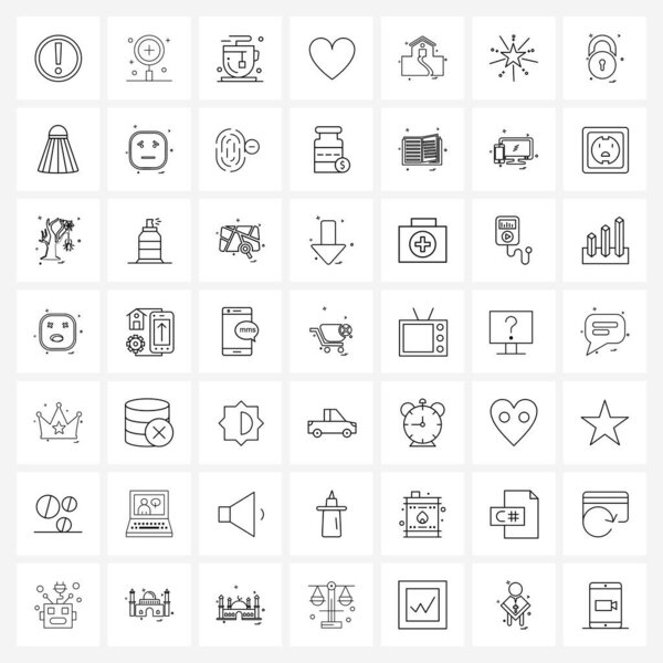 Набор из 49 икон для дома, дома, чая, любви Вектор
