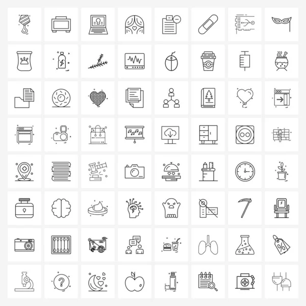 Mobile Line Icon Set Pittogrammi Moderni Educazione Clip Computer Cuore — Vettoriale Stock