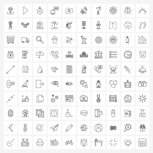 100 Editable Vector Line Icons Modern Symbols Gear Labor Timer — Stock Vector