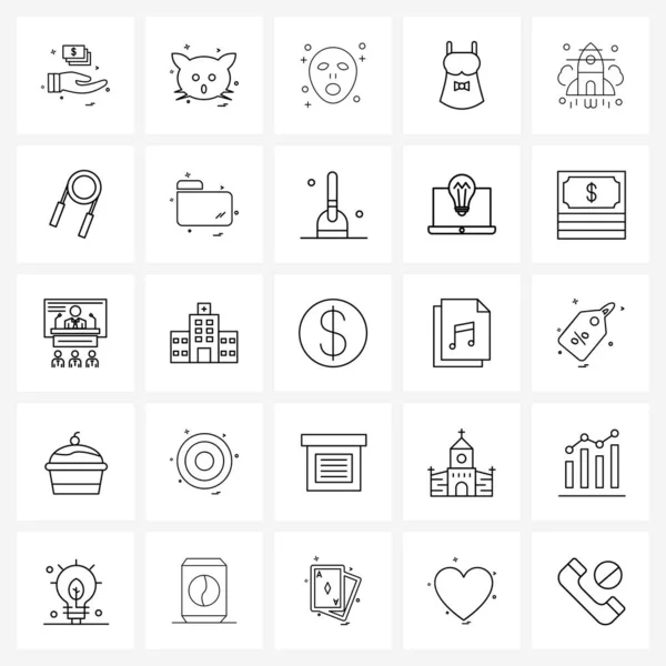 Set of 25 Line Icon Signs and Symbols of startup, rocket, galaxy, investment, cloths Vector Illustration — Stock Illustration Set Line Icon Signs Symbols Startup Rocket Galaxy Investment Cloths Royalty Free Stock Vectors