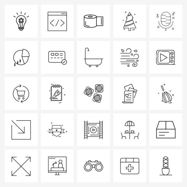 Mobile UI Line Icon Set of 25 Modern Pictograms of recorder, Christmas celebrations, development, Christmas, medical Vector Illustration — Stock Illustration Mobile Line Icon Set Modern Pictograms Recorder Christmas Celebrations Development Royalty Free Stock Vectors