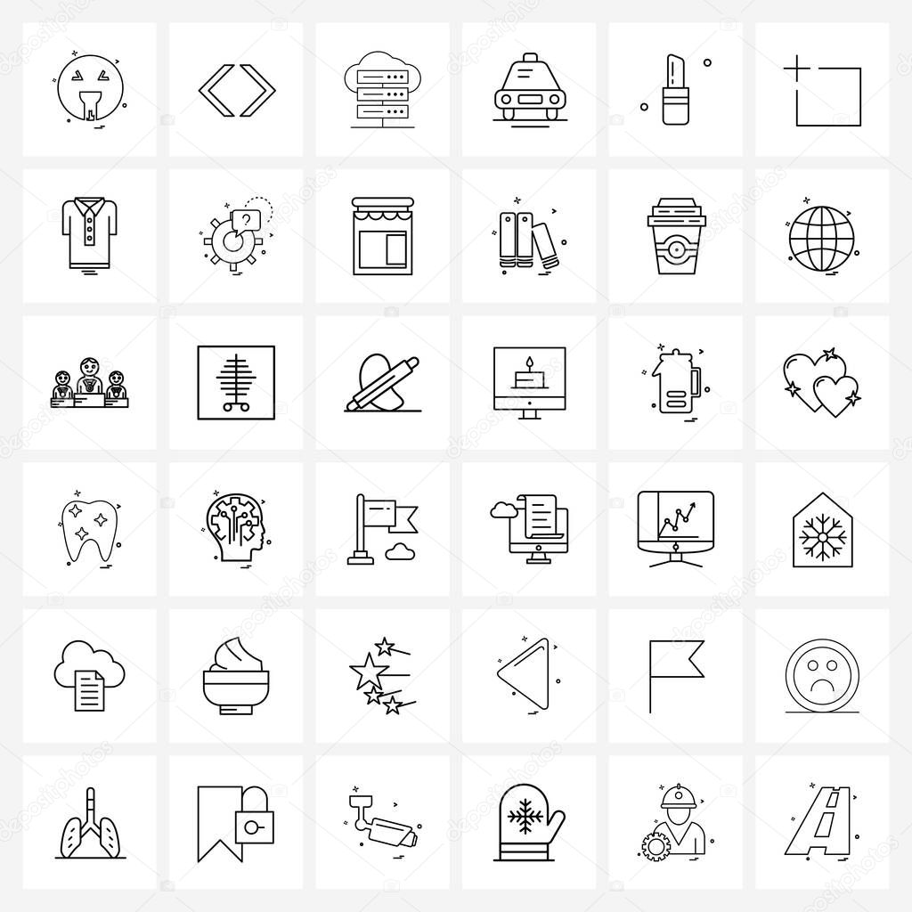 Isolated Symbols Set of 36 Simple Line Icons of travel, service, analytics, jeep, data Vector Illustration