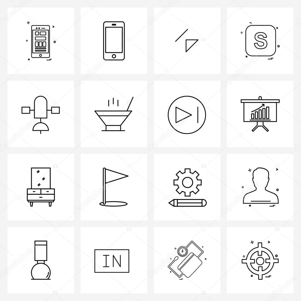 Isolated Symbols Set of 16 Simple Line Icons of sweet, space, up, satellite, z Vector Illustration