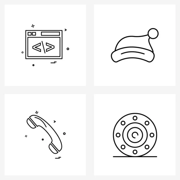 一组4个Ui图标和符号 用于代码 圣诞老人子句 智能手机矢量描述符 — 图库矢量图片
