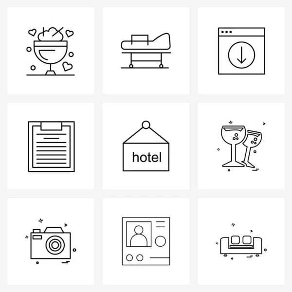 Conjunto Iconos Línea Moderna Hotel Informe Aplicación Página Web Vector — Vector de stock