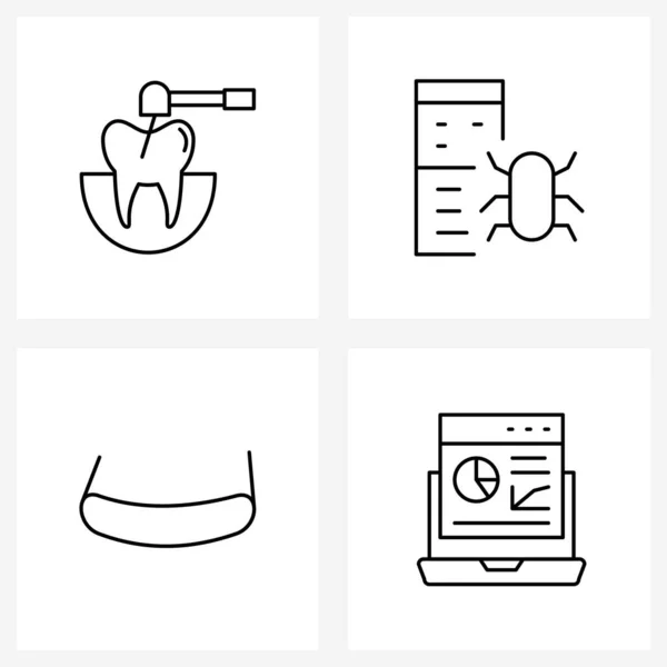 Set Von Simple Line Icons Von Zahn Pad Gesundheit Hardware — Stockvektor