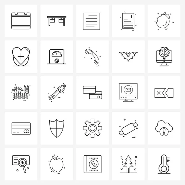 Line Icon Set Modern Symbolit Ruoka Yksityiskohta Perusteltu Dollari Luettelo — vektorikuva