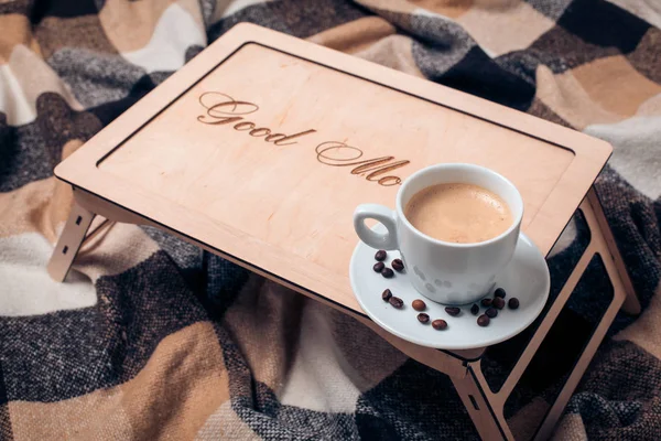 Макет дерев'яного столу з кавою ; — стокове фото
