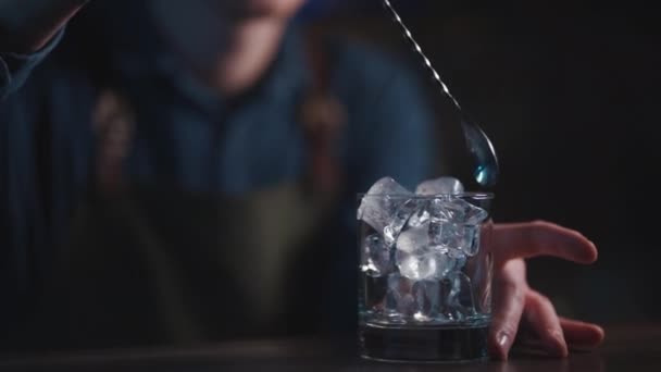 A csapos fehér orosz koktélt készít az éjszakai klubban — Stock videók