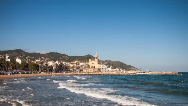 Solrik Dag Landsbyen Sitges Spania – stockfoto