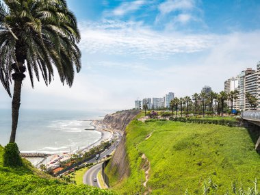 View of la Costa Verde coast in Lima clipart