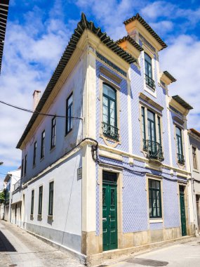 Aveiro, Portekiz - 9 Temmuz 2017: Bir geleneksel Portekiz Aveiro şehir evde görünümünü