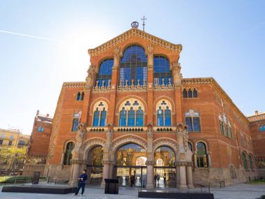 Detail of the main  building of the  Sant Pau hospital complex clipart