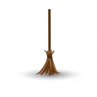 süpürge uzun ahşap bir tutamacı twigs yapılmıştır. vektör çizim.