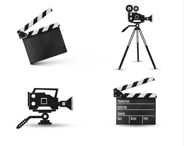 Realista clapper.cinema.Board em um fundo branco.film.time.vector ilustração . — Vetor de Stock