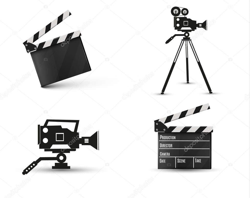 Realistic clapper.cinema.Board on a white background.film.time.vector illustration.